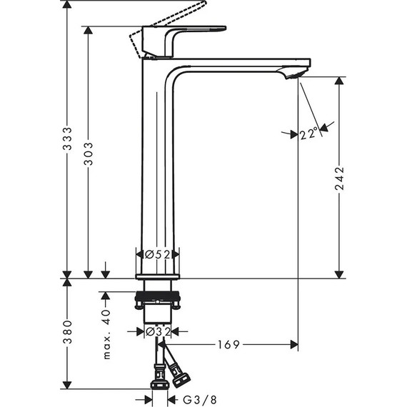 Смеситель для раковины высокий Hansgrohe Rebris E 72583000 фото 2