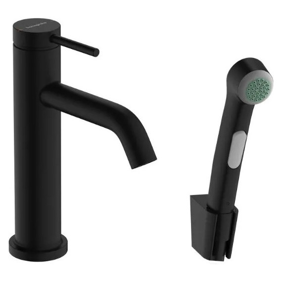 Смеситель для раковины с лейкой для биде Hansgrohe 73211670, чёрный матовый фото 