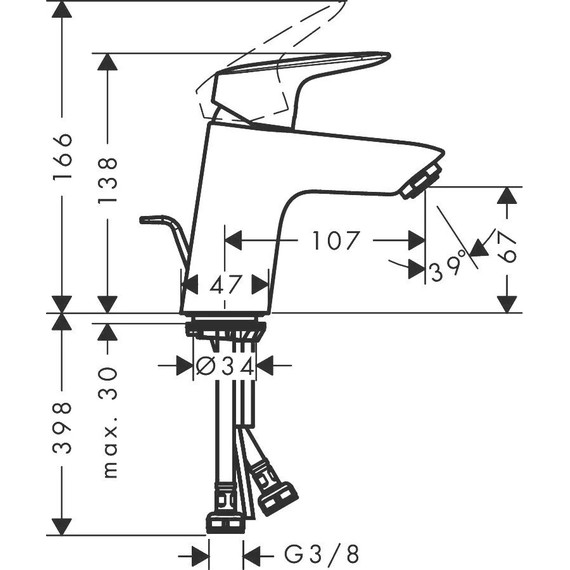 Смеситель для раковины Hansgrohe Logis 71070670, чёрный матовый - 3 Смеситель для раковины Hansgrohe Logis 71070670, чёрный матовый фото 3