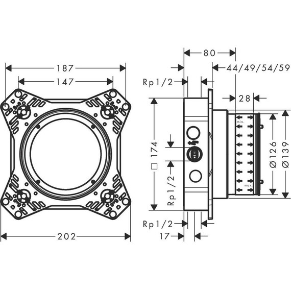 Скрытая часть для переключателя потоков Hansgrohe 01500180 фото 15