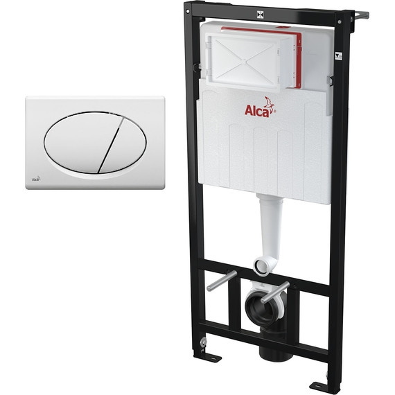 Инсталляция с подвесным унитазом комплект: Alcaplast AM101/1120-3:1 RU M70-0001 с подвесным безободковым унитазом BelBagno Due BB3103CHR/SC сиденье микролифт, крепление, кнопка смыва белый фото 2