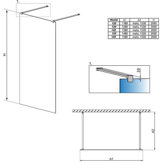 Душевая перегородка Radaway Modo New I 130 см хром/прозрачное фото 4