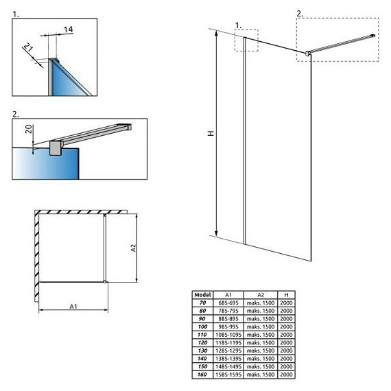 Душевая перегородка Radaway Modo New II 100 см хром/прозрачное фото 5