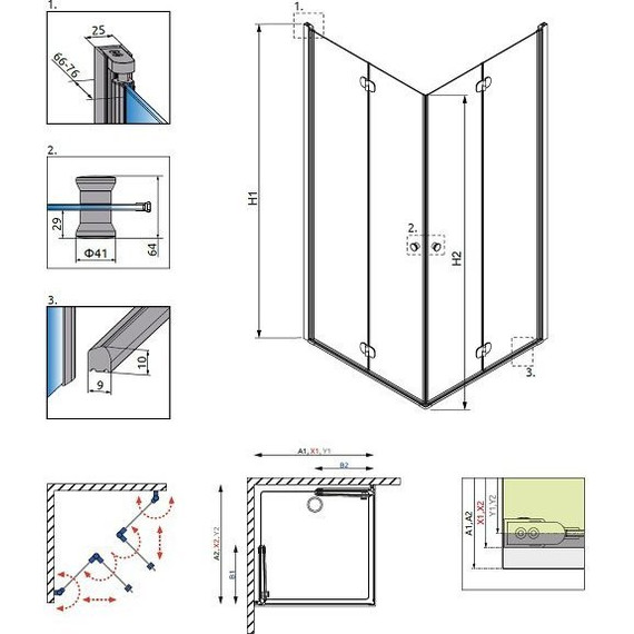Душевое ограждение Radaway EOS KDD-B 100х100 см, хром/прозрачное фото 8
