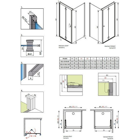 Душевое ограждение Radaway EOS KDJ-B 80х100 см L/R, хром/матовое - 8 Душевое ограждение Radaway EOS KDJ-B 80х100 см L/R, хром/матовое фото 8
