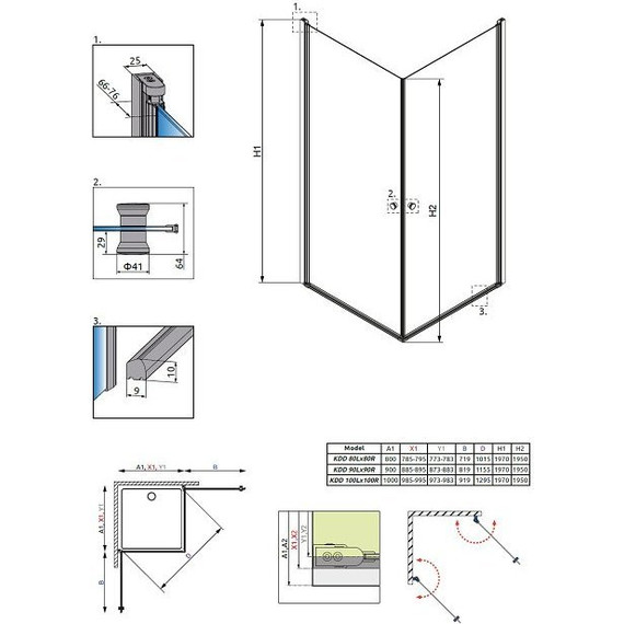 Душевое ограждение Radaway EOS KDD 100х100 см, хром/матовое фото 8