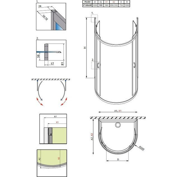 Душевое ограждение Radaway Premium Plus P 100х90х190 см, хром/прозрачное фото 6