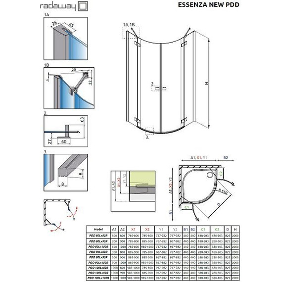 Душевое ограждение Radaway Essenza New PDD 100х100 см, хром/прозрачное фото 7