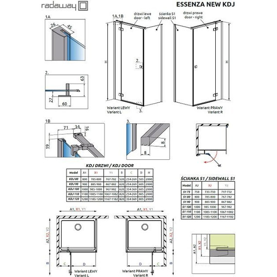 Душевое ограждение Radaway Essenza New KDJ 120х100 см L/R, хром/прозрачное фото 8