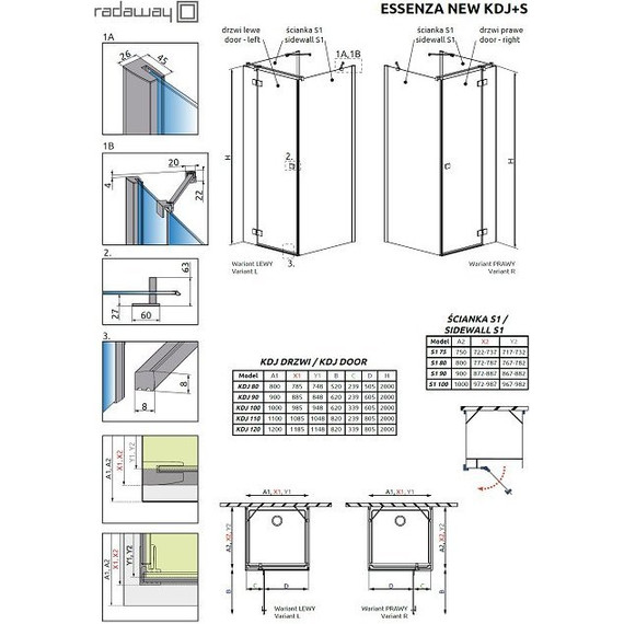 Душевое ограждение Radaway Essenza New KDJ-S 120х100 см L/R, хром/прозрачное - 7 Душевое ограждение Radaway Essenza New KDJ-S 120х100 см L/R, хром/прозрачное фото 7