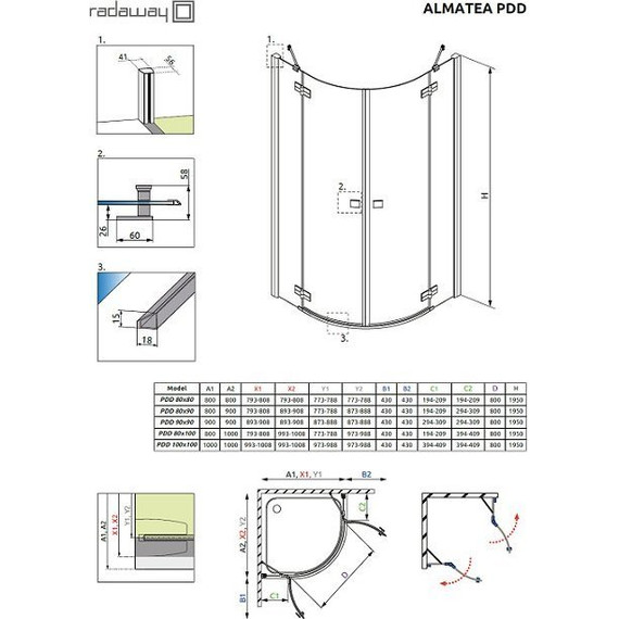 Душевое ограждение Radaway Almatea PDD 100х100 см, хром/тонированное фото 10