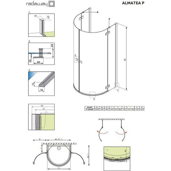 Душевое ограждение Radaway Almatea P 90х90 см, хром/тонированное фото 9