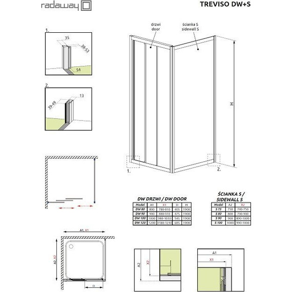 Душевое ограждение Radaway Treviso DW+S 120х100 см, хром/коричневое фото 7