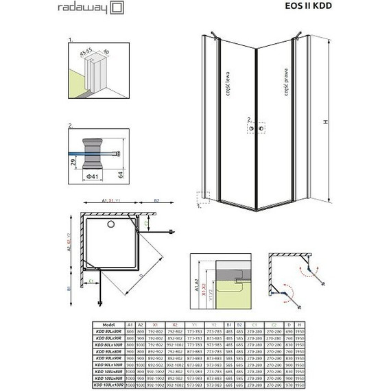 Душевое ограждение Radaway EOS II KDD 100х100 см, хром/прозрачное фото 8