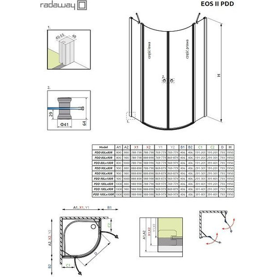 Душевое ограждение Radaway EOS II PDD 100х100 см, хром/прозрачное фото 8