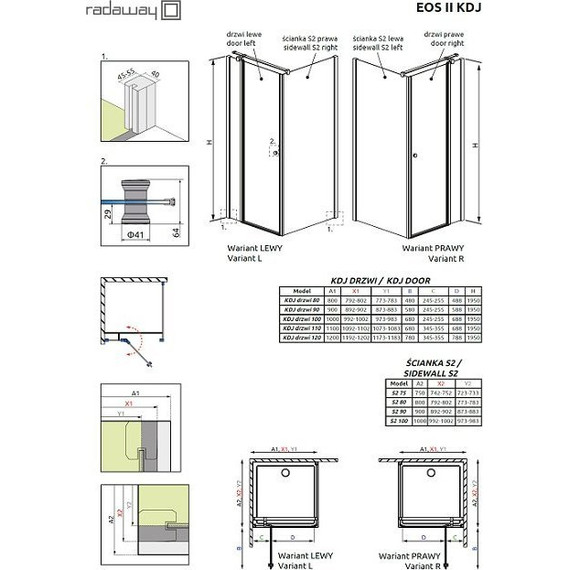 Душевое ограждение Radaway EOS II KDJ 100х100 см L/R, хром/прозрачное фото 8