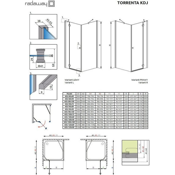 Душевое ограждение Radaway Torrenta KDJ 120х90 см L/R, хром/прозрачное - 3 Душевое ограждение Radaway Torrenta KDJ 120х90 см L/R, хром/прозрачное фото 3