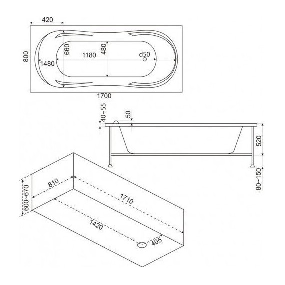 Панель для ванны 80 Bas Ахин L/R фото 2