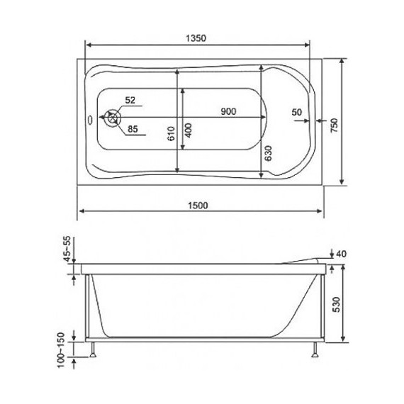Панель для ванны 75 Bas Бриз L/R фото 2