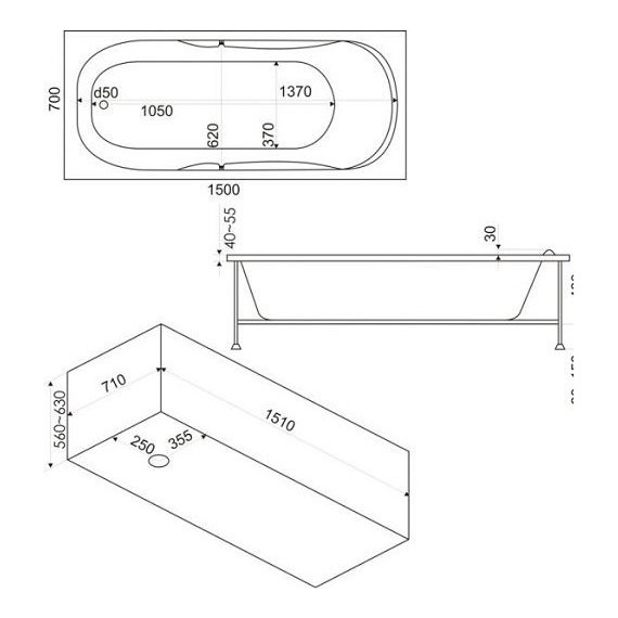 Панель для ванны 70 Bas Ибица/Стайл фото 3
