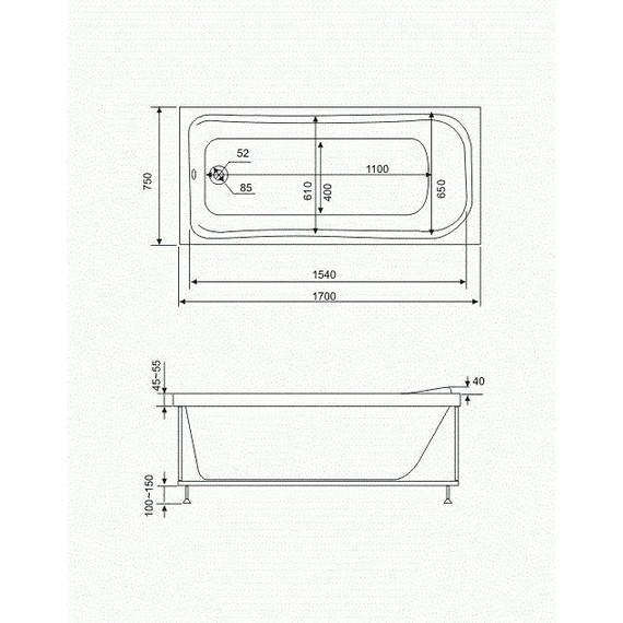 Панель для ванны 75 Bas Мальта фото 3