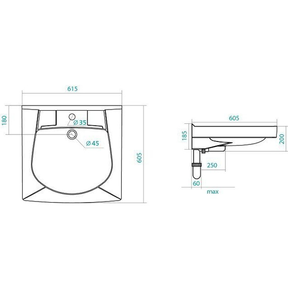 Раковина Santek Пилот 60х60 см над стиральной машиной (ПИЛОТ-60) 1.WH30.1.971 - 4 Раковина Santek Пилот 60х60 см над стиральной машиной (ПИЛОТ-60) 1.WH30.1.971 фото 4