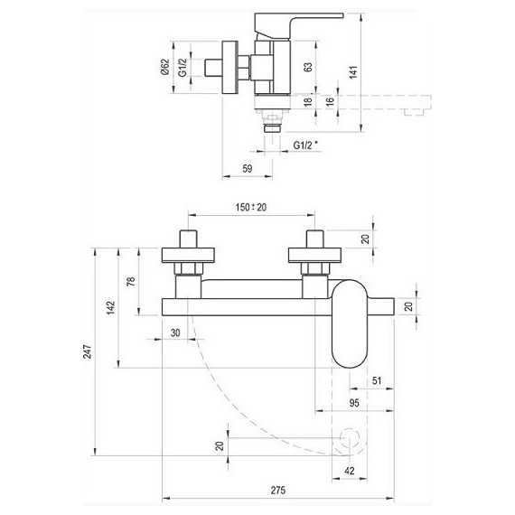 Смеситель для ванны Ravak Chrome CR 022.00/150 X070042 фото 10