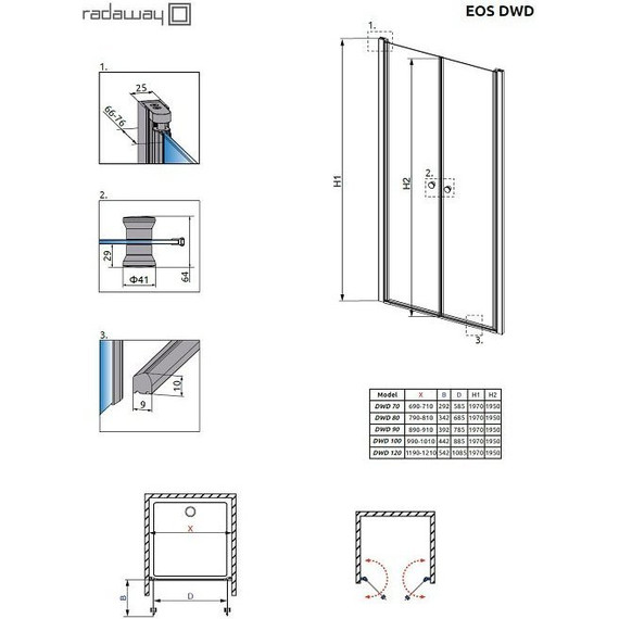 Душевая дверь Radaway EOS DWD 90 см хром/матовое - 5 Душевая дверь Radaway EOS DWD 90 см хром/матовое фото 5