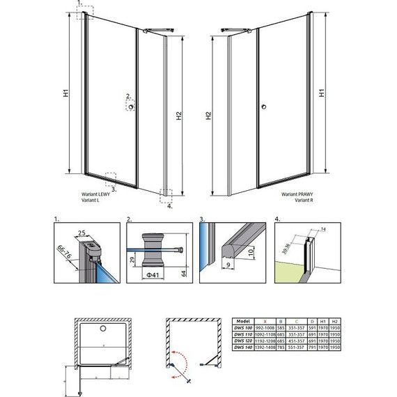 Душевая дверь Radaway EOS DWS 99 см L/R, хром/прозрачное - 5 Душевая дверь Radaway EOS DWS 99 см L/R, хром/прозрачное фото 5