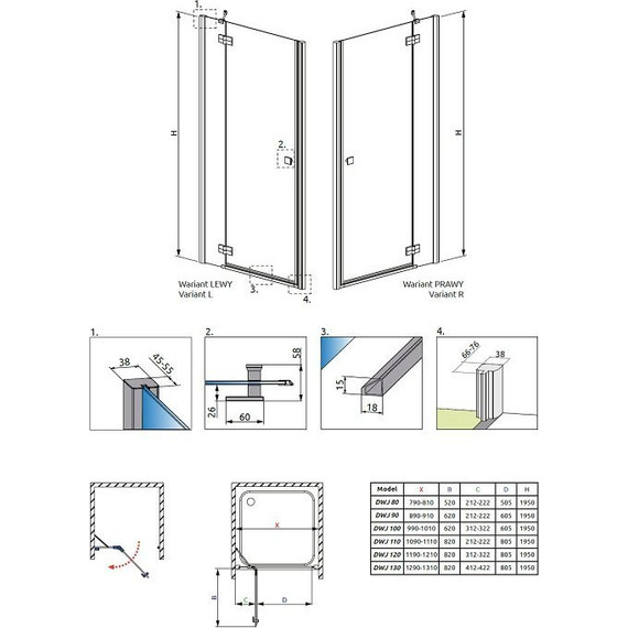 Душевая дверь Radaway Almatea DWJ 100 см хром/прозрачное - 5 Душевая дверь Radaway Almatea DWJ 100 см хром/прозрачное фото 5