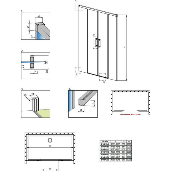 Душевая дверь Radaway Idea DWD 140 см хром/прозрачное - 6 Душевая дверь Radaway Idea DWD 140 см хром/прозрачное фото 6