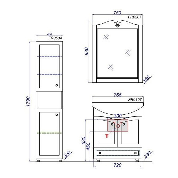 Зеркало Aqwella Франческа Л75 см FR0207 фото 5