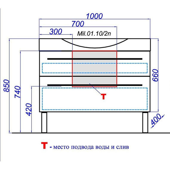 Тумба напольная с раковиной Aqwella Milan 100 см Mil.01.10/2n/W фото 9