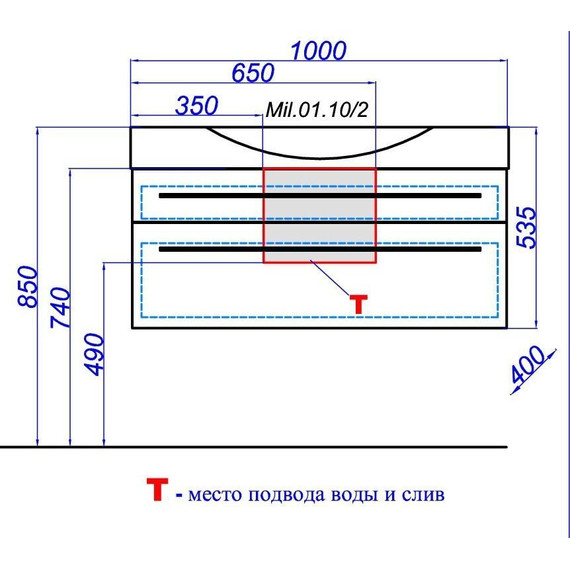 Тумба подвесная с раковиной Aqwella Milan 100 см Mil.01.10/2/W - 7 Тумба подвесная с раковиной Aqwella Milan 100 см Mil.01.10/2/W фото 7