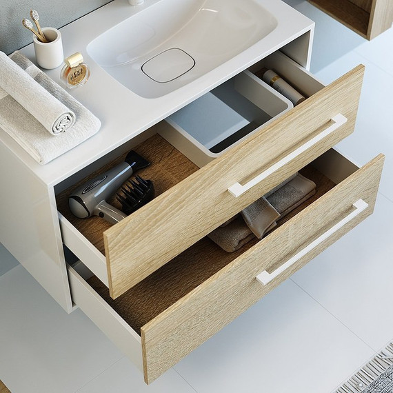 Тумба подвесная с раковиной Aqwella Miami 90 см Mai.01.09/R, белый/беленый дуб - 6 Тумба подвесная с раковиной Aqwella Miami 90 см Mai.01.09/R, белый/беленый дуб фото 6