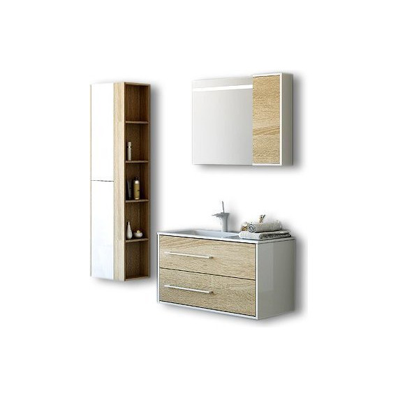 Шкафчик навесной Aqwella Miami 25 см Mai.04.25, белый/дуб сонома фото 2