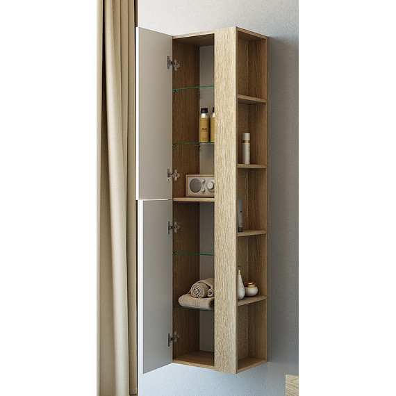 Пенал подвесной Aqwella Miami 40 см Mai.05.04, белый/беленный дуб - 4 Пенал подвесной Aqwella Miami 40 см Mai.05.04, белый/беленный дуб фото 4