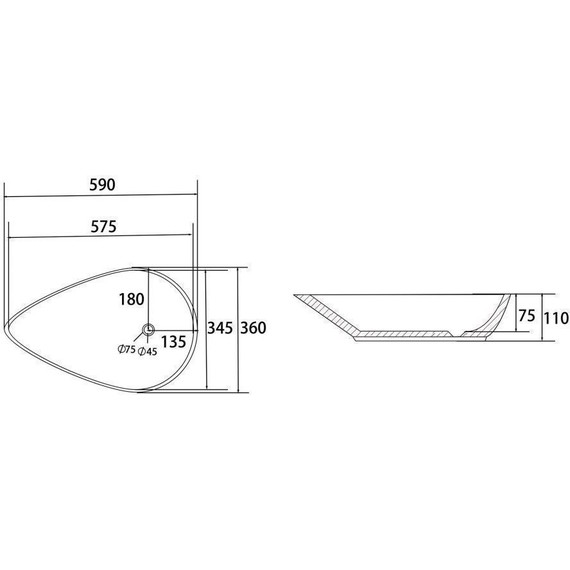 Раковина-чаша Abber Bequem 59 см AC2117MW, белый матовый фото 4