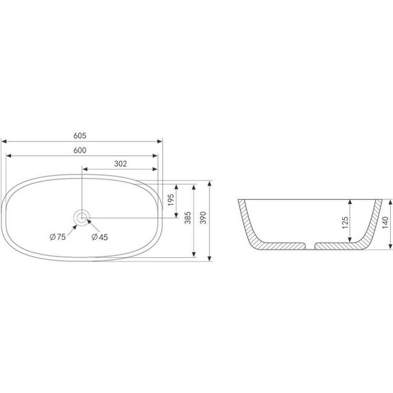 Раковина-чаша Abber Rechteck 60 см AC2206MW, белый матовый фото 4