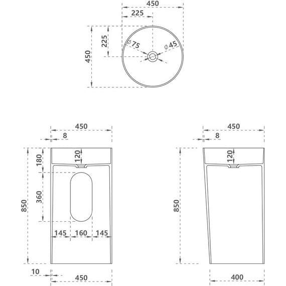 Раковина напольная Abber Stein 45 см AS2506-H, белый матовый фото 5