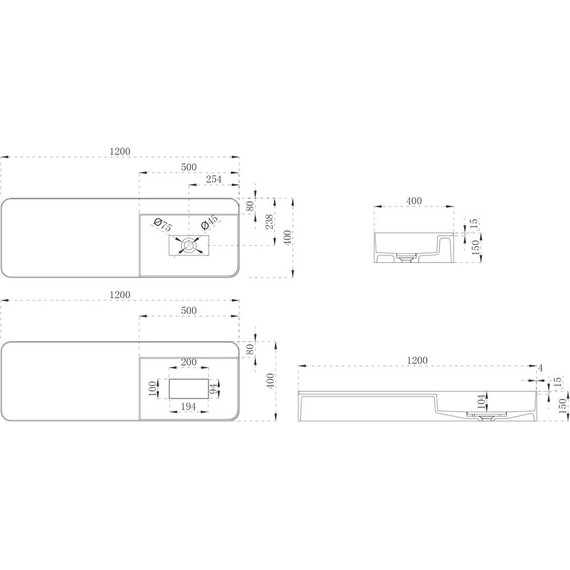Раковина подвесная Abber Stein 120 см AS2627-1.2, белый матовый - 5 Раковина подвесная Abber Stein 120 см AS2627-1.2, белый матовый фото 5