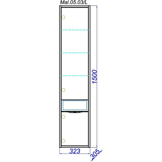 Пенал подвесной Aqwella Malaga 32 см Mal.05.03/L/CD, белый/крафт - 5 Пенал подвесной Aqwella Malaga 32 см Mal.05.03/L/CD, белый/крафт фото 5
