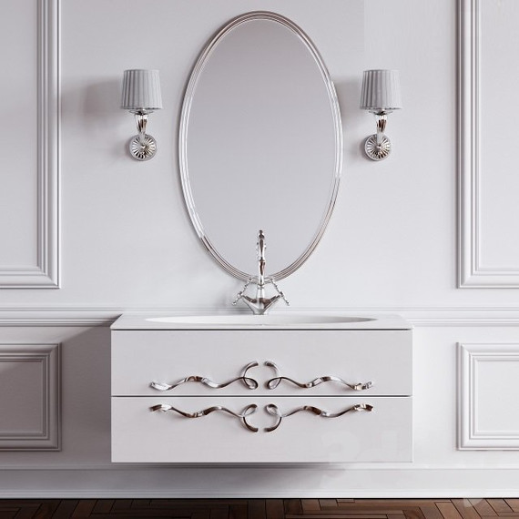 Тумба подвесная с раковиной Aqwella Clarberg Due amanti 100 см Due.01.10/W/CR, белый/серебро фото 2