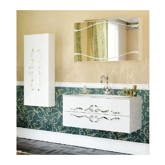 Тумба подвесная с раковиной Aqwella Clarberg Due amanti 100 см Due.01.10/W/CR, белый/серебро фото 4