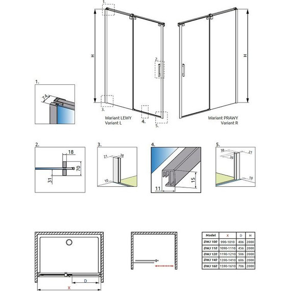 Душевая дверь Radaway Espera DWJ 160 см L/R, хром/прозрачное - 4 Душевая дверь Radaway Espera DWJ 160 см L/R, хром/прозрачное фото 4