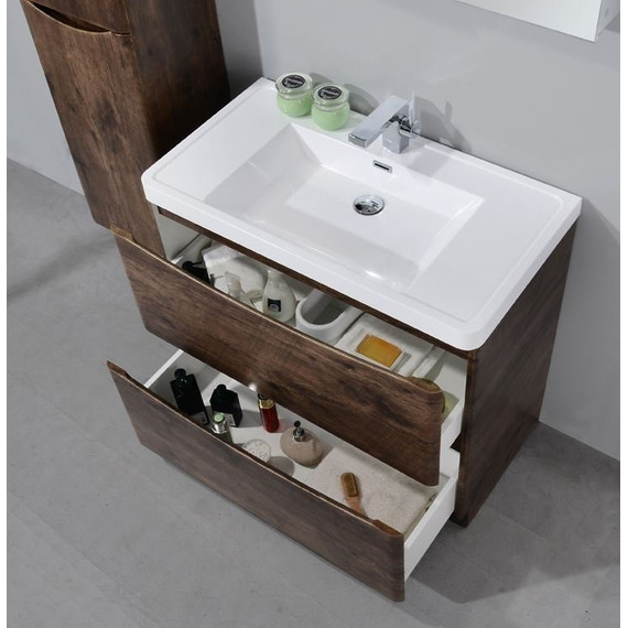 Тумба подвесная с раковиной BelBagno ANCONA-N-600-2C-SO-RW 60 см, темный дуб, Цвет фасада: Rovere Moro фото 3