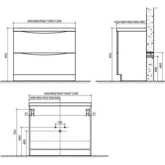 Тумба напольная с раковиной BelBagno ANCONA-N-800-2C-PIA-BL 80 см, белый фото 5