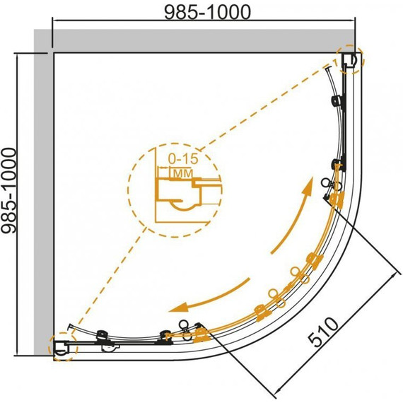 Душевое ограждение Cezares GIUBILEO-R-2 100х100 см, хром/прозрачное/узор фото 3