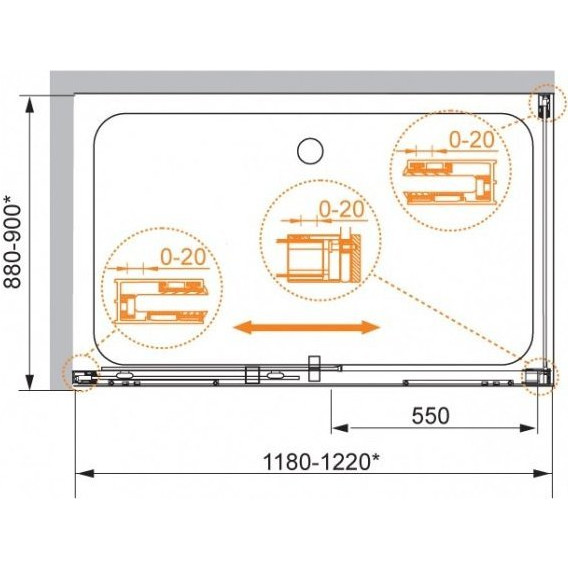Душевое ограждение Cezares Premier-Soft AH-1 120х90 см, хром/прозрачное - 6 Душевое ограждение Cezares Premier-Soft AH-1 120х90 см, хром/прозрачное фото 6
