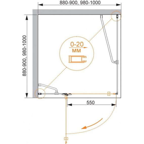 Душевое ограждение Cezares BERGAMO-A-1 90х90 см L, хром/прозрачное фото 3